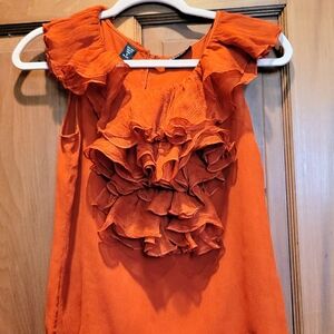 Ideology Bold Orange Ruffled Blouse
